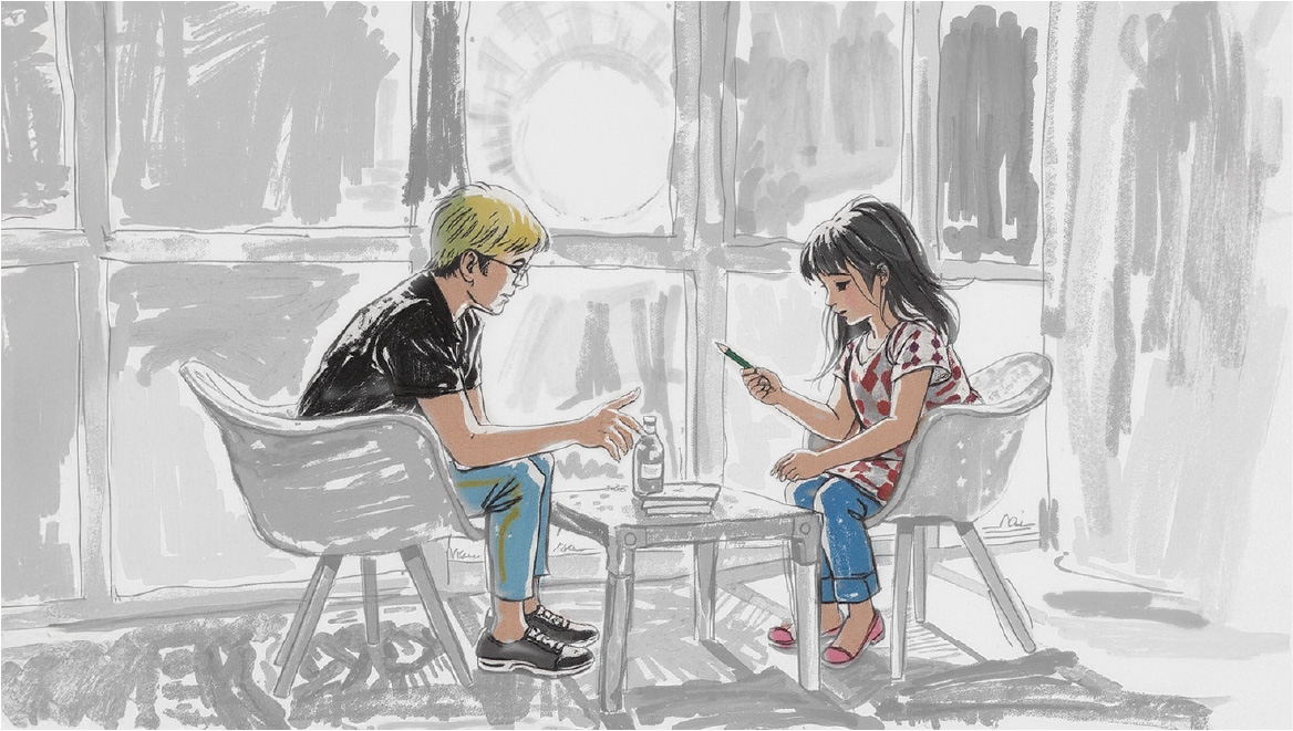 Rencontre entre un adulte et un enfant dans un cadre d'accompagnement individuel